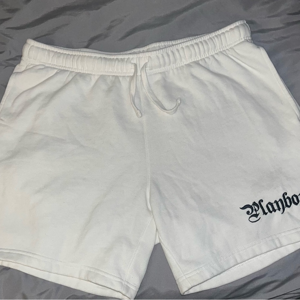 PLAYBOY White Athletic Shorts with Elastic Waistband